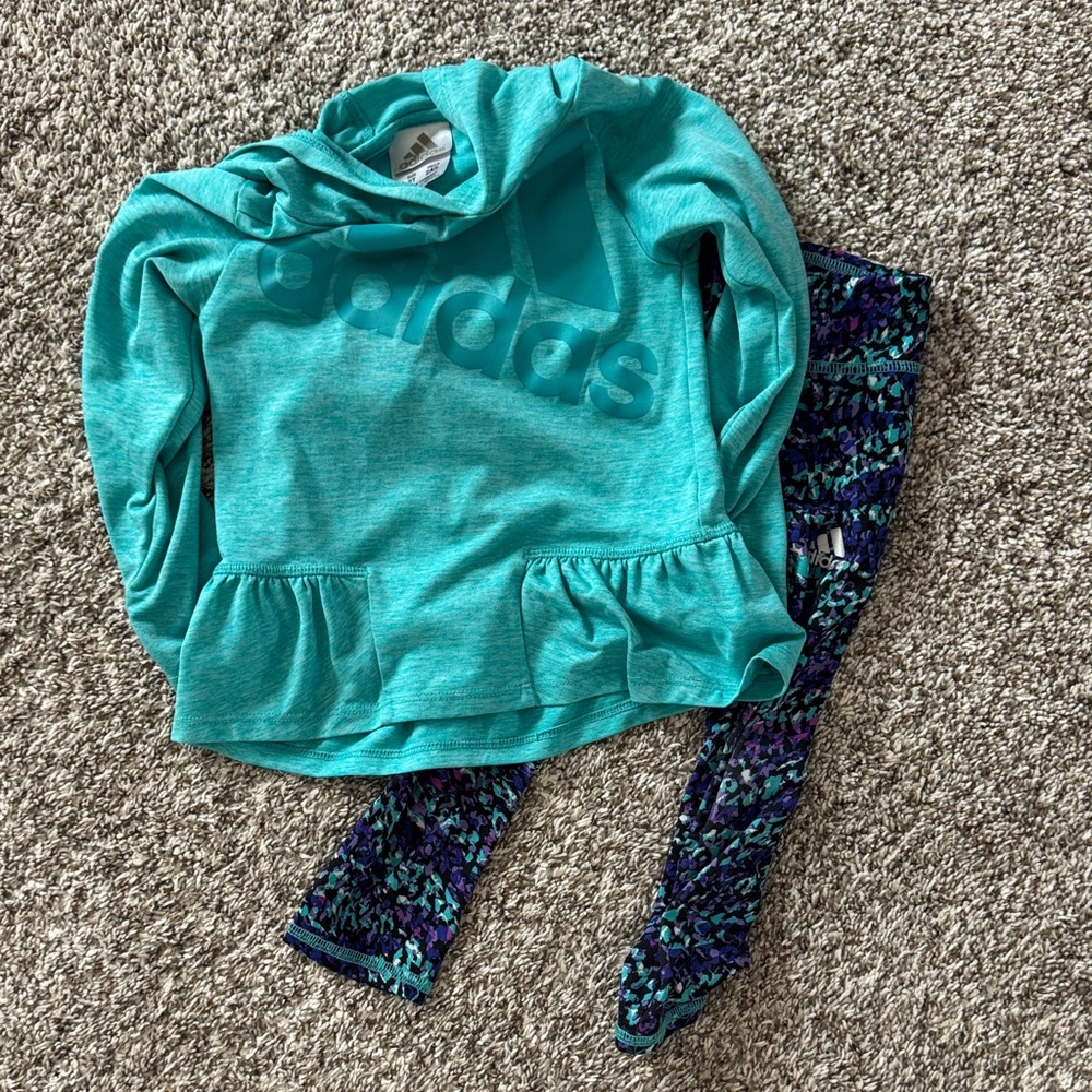 Adidas Aqua Hoodie with Vibrant Leggings